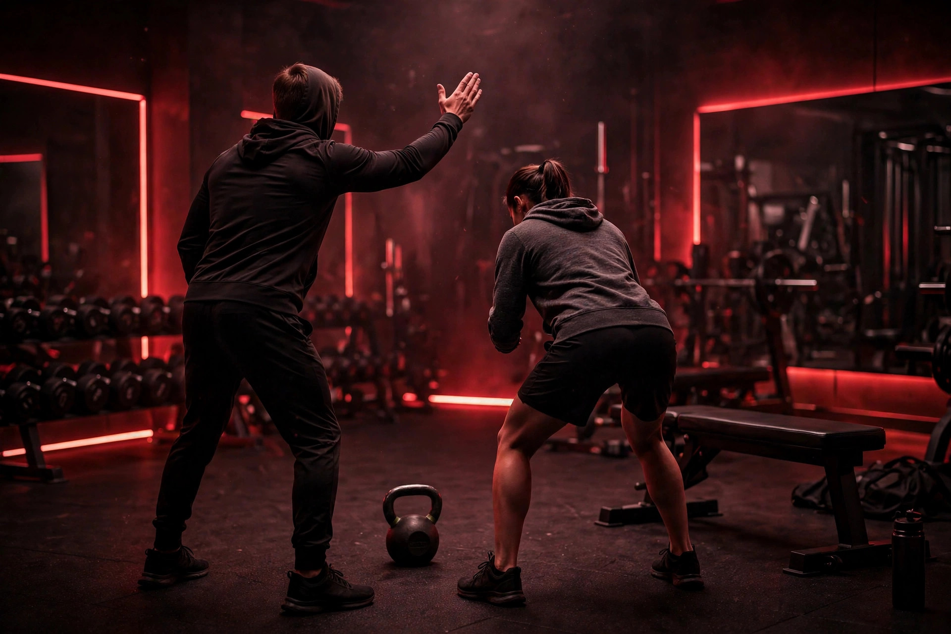 Personal trainer coaching a client one-on-one